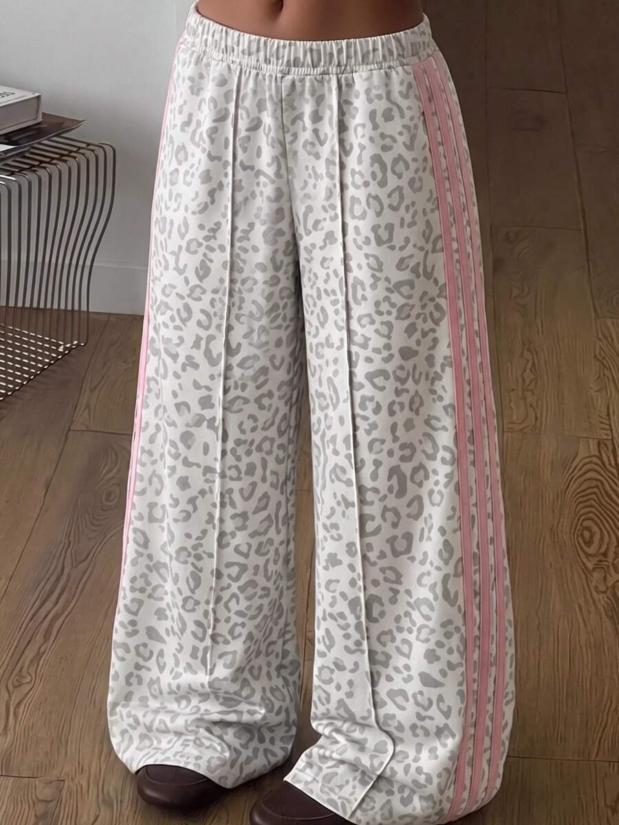Celana Rajut Longgar Motif Leopard untuk Remaja Perempuan, Gaya Kasual Sehari-hari, Serbaguna - MultiWarna - View 1
