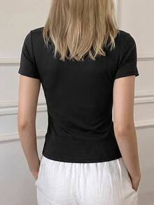 DAZY Teen GirlFitted Basic Top, Casual Slim Fit Jacket, Fall Outfit - Black - View 5