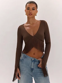 SHEIN BAE 女士上衣 - 棕色 - 查看 7