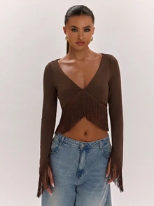 SHEIN BAE 女士上衣 - 棕色 - 查看 6