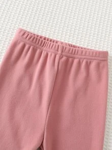 Cozy Pixies 女嬰套頭運動衫與運動衫套裝 刷毛豹紋圓領長袖套頭運動衫 鬆緊腰修身內搭褲 2件套 - 粉色 - 查看 8