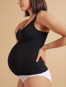 SHEIN Maternity Solid Color Nursing Camisole Top Seamless - Black - View 2