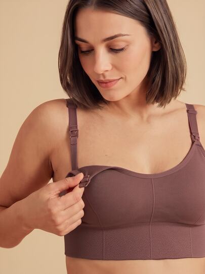 SHEIN 1pc Maternity Wire-Free Solid Elastic Nursing Bra