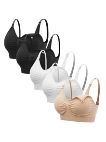 SHEIN Maternity 5pack Solid Ruched Nursing Bra - Multicolor - View 4
