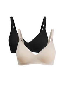 SHEIN 2pcs/Set Seamless Solid Color Nursing Bras For Pregnant Women - Multicolor - View 17