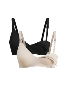 SHEIN 2pcs/Set Seamless Solid Color Nursing Bras For Pregnant Women - Multicolor - View 4