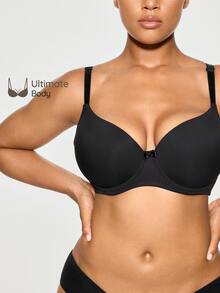 SHAPORA Plus Size Solid Underwire High Support Underwire Simple Bra, Lift - Black - View 5