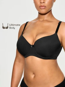 SHAPORA Plus Size Solid Underwire High Support Underwire Simple Bra, Lift - Black - View 1