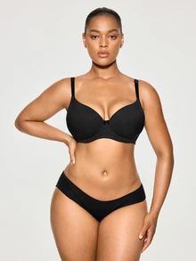 SHAPORA Plus Size Solid Underwire High Support Underwire Simple Bra, Lift - Black - View 4