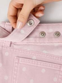 Zerodot Celana Jeans Denim Wanita Warna Pink Muda Polkadot Model Lebar, Kasual untuk Sehari-hari di Musim Gugur/Pra-Musim Gugur - Berwarna merah muda - View 7