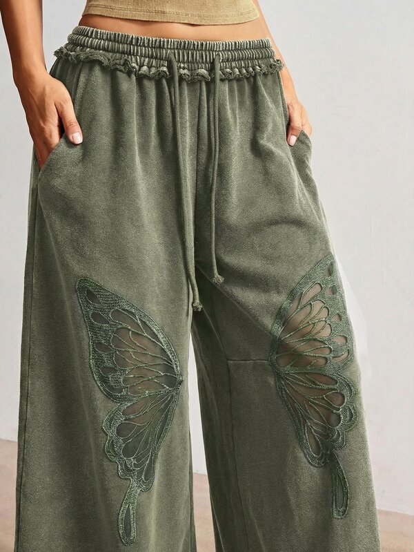 Bohemela Women's Casual Solid Color Knit Loose Pants