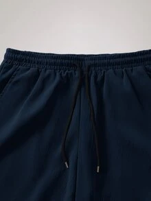Mercer Haus 男士夏季两件套套装，轻盈透气的亚麻衬衫和抽绳短裤，复古绅士风格休闲沙滩婚礼派对度假旅行装，父亲节送给丈夫、爸爸、男友的礼物，舒适百搭 - 藏蓝色 - 查看 9