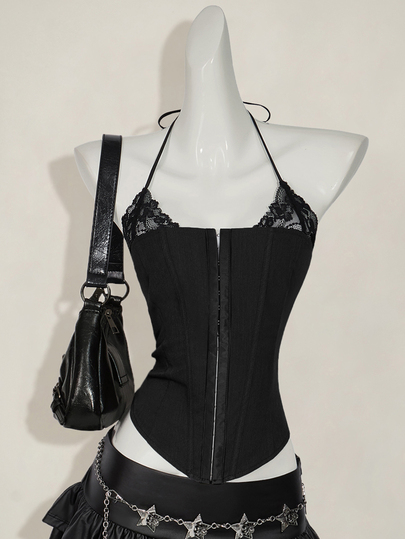 SHEIN ICON 1 件女式修身蕾丝二合一吊带背心
