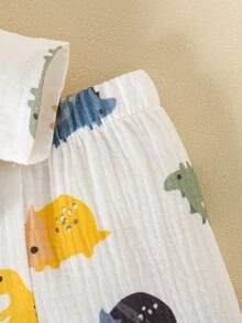 SHEIN 新生兒嬰兒 2 件組棉質恐龍套裝 - 溫和呵護寶寶肌膚，0-12 個月 - 米色 - 查看 8