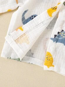 SHEIN 新生兒嬰兒 2 件組棉質恐龍套裝 - 溫和呵護寶寶肌膚，0-12 個月 - 米色 - 查看 7