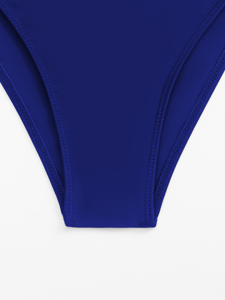 SHEIN Swim Summer Beach Women's Hollow Out Back One-Piece Swimsuit - Royal Blue - View 7