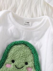 SHEIN Setelan Bayi Baru Lahir Putih Minimalis Modis Motif Beruang Lucu Lengan Panjang Romper dan Topi 2 Potong Pakaian Santai Musim Gugur Musim Dingin - Putih - View 9