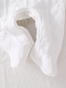 SHEIN Setelan Bayi Baru Lahir Putih Minimalis Modis Motif Beruang Lucu Lengan Panjang Romper dan Topi 2 Potong Pakaian Santai Musim Gugur Musim Dingin - Putih - View 5