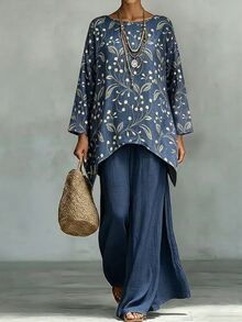 Holdful Holdful Casual Resort Shirts For Middle-Aged And Elderly Ladies In Autumn - Blue - View 1
