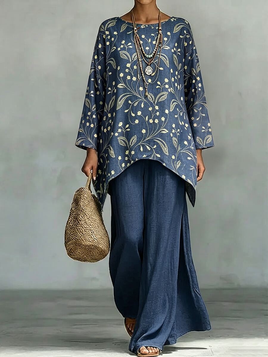 Holdful Holdful Casual Resort Shirts For Middle-Aged And Elderly Ladies In Autumn - Blue - View 1