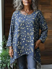 Holdful Holdful Casual Resort Shirts For Middle-Aged And Elderly Ladies In Autumn - Blue - View 3