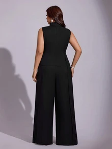 Viva Relle Frühling/Sommer Lässig Urlaub Minimalistisch Elegant Raffiniert Mode Nische Design Neu Must-Have Alltagskleidung Business Pendeln Büro Schwarz High-End Sexy Damen Große Größen Anzug Set - Schwarz und Weiss - Übersicht 3