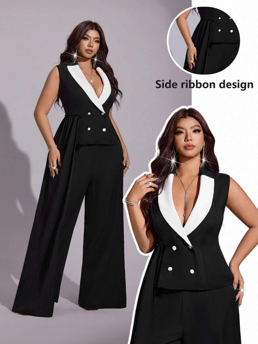Viva Relle Frühling/Sommer Lässig Urlaub Minimalistisch Elegant Raffiniert Mode Nische Design Neu Must-Have Alltagskleidung Business Pendeln Büro Schwarz High-End Sexy Damen Große Größen Anzug Set