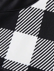 EMERY ROSE Women's Elegant Plaid Jacket For Spring And Autumn Commuting - Black and White - View 5