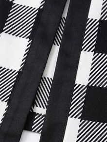 EMERY ROSE Women's Elegant Plaid Jacket For Spring And Autumn Commuting - Black and White - View 6