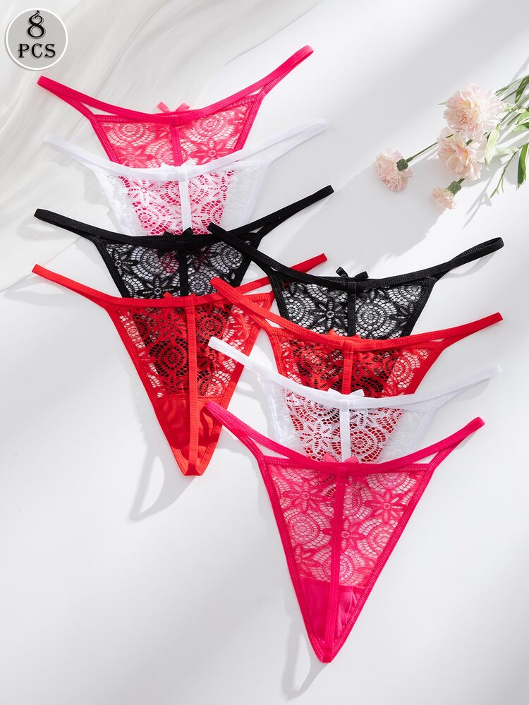 Snug Zone レース セクシー Tバック パンティ 8枚セット | SHEIN JAPAN