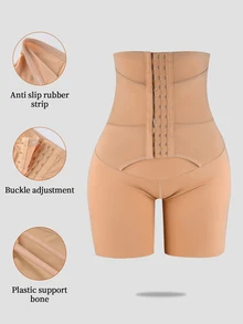 SHEIN Women's Slimming Body Shaper Pants, Figure Sculpting, High Waist, Tummy Control - Khaki - View 6