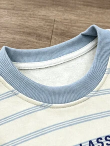 Claim Dot Men's Letter Stripe Print Crew Neck Long Sleeve Casual Sweatshirt - Multicolor - View 6