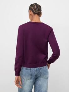 Maija Women's Solid Color Long Sleeve Casual Frog Button Front Cardigan - Purple - View 6