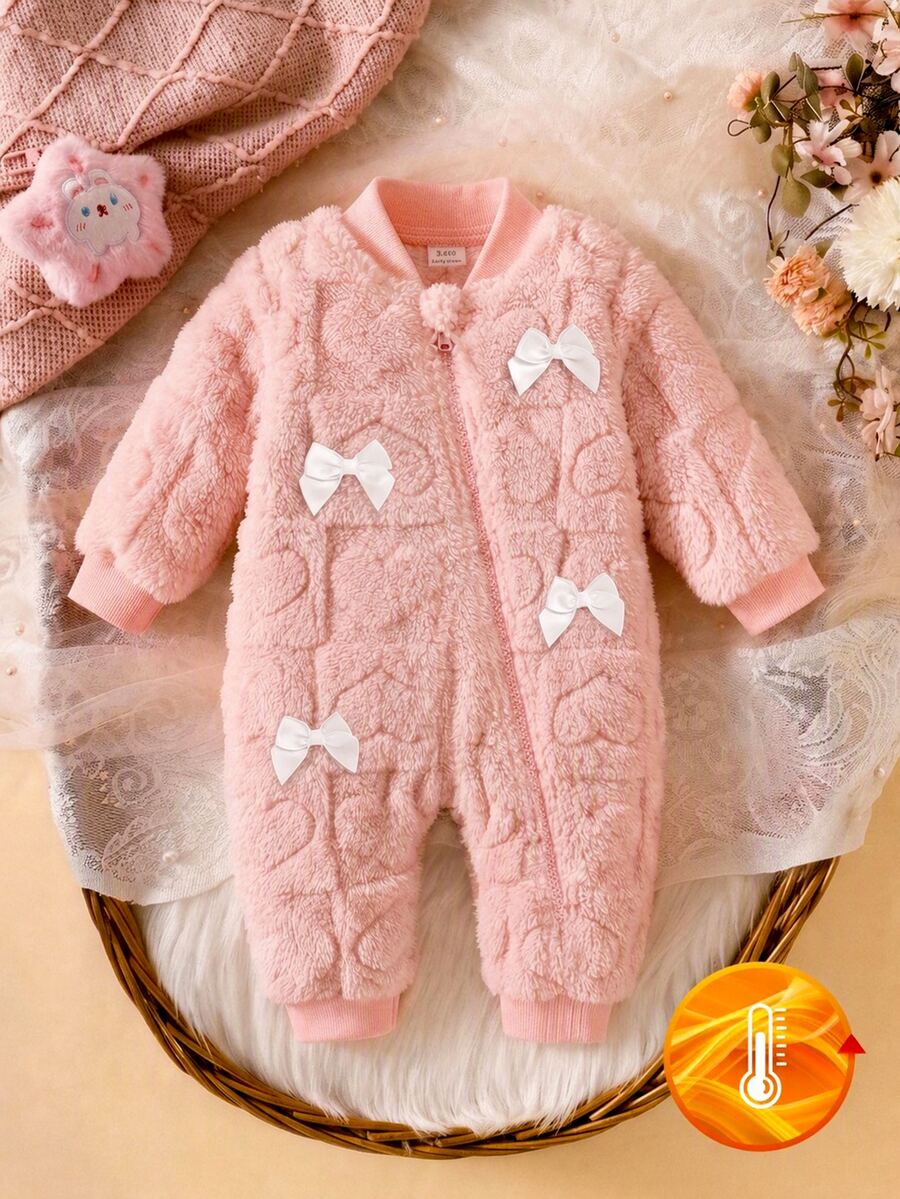 SHEIN Newborn Baby Jumpsuits - Baby Pink - View 1