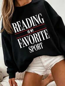 EMERY ROSE Plus Size Vintage Book Sweatshirt, Crew Neck Sweatshirt,Reading Sweatshirt, Booklover Gift, Bookish Fall - Black - View 1