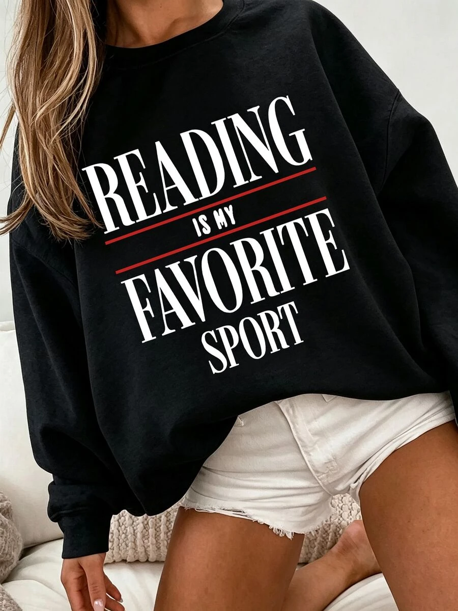 EMERY ROSE Plus Size Vintage Book Sweatshirt, Crew Neck Sweatshirt,Reading Sweatshirt, Booklover Gift, Bookish Fall - Black - View 1