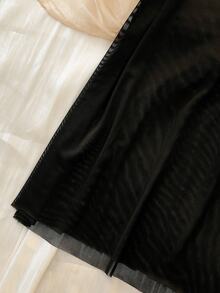DelicateAllure Sexy Romantic Sexy Spaghetti Strap Mesh Nightgown For Women - Black - View 3