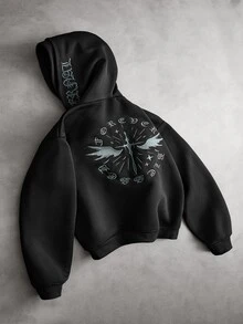 PAVTROS Ins TK 熱門街頭風刺繡十字雙帽帽 T 舒適穿著，適合日常出遊、聚會與戶外活動，情人節與週年紀念完美禮物 - 黑色 - 查看 1