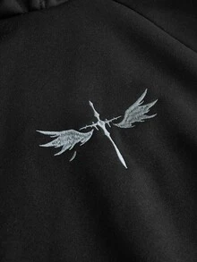 PAVTROS Ins TK 熱門街頭風刺繡十字雙帽帽 T 舒適穿著，適合日常出遊、聚會與戶外活動，情人節與週年紀念完美禮物 - 黑色 - 查看 6