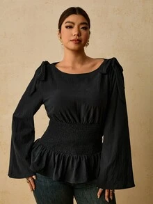 Travachic Plus Size Vintage Casual Autumn/Winter Long Sleeve Pure Cotton Shirt Fall - Black - View 4