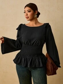 Travachic Plus Size Vintage Casual Autumn/Winter Long Sleeve Pure Cotton Shirt Fall - Black - View 8