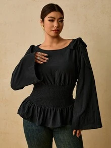 Travachic Plus Size Vintage Casual Autumn/Winter Long Sleeve Pure Cotton Shirt Fall - Black - View 5