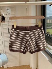 Comfortcana Solid Color High Waist Drawstring Casual Sweater & Shorts Set (Spring/Summer) - Multicolor - View 2