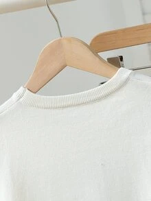 SHEIN Girls (Large) Beige Bear Print Crew Neck Pullover Sweater Long Sleeve Sweater Suitable For Autumn Winter Layering Under Down Jacket - Beige - View 5