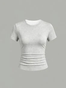 3pcs Tween Girls Simple Casual Short Sleeve Tops, Personalized Tops, Girls Short Sleeve, Suitable For Spring/Summer, Comfortable And Easy To Wear, Family Outings, Simple Casual Wear, Back To School Essential, Comfortable And Easy To Wear, Easy For Sports - Multicolor - View 5