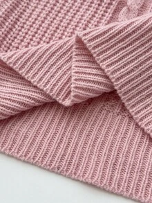Elamini Sweater Kasual Wanita Musim Gugur/Dingin Model Bahu Terbuka dengan Tali Silang - Berwarna merah muda - View 7