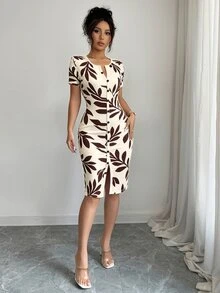 Elenzga 女款春夏圓領針織碎花短洋裝，飾有碎花圖案，適合休閒日常、上班、旅行、海灘、波希米亞風、西式風、音樂節、鄉村風等場合 - 彩色 - 查看 7