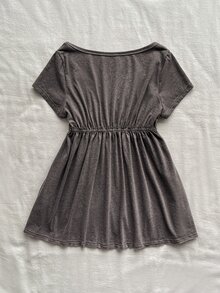 Attitoon 女款休閒復古娃娃衫短袖T恤，Y2K風格，女款夏季服飾 - 深灰色 - 查看 7