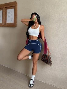 Dewbera Dewbera 女款高腰休閒健身運動短褲 - 彩色 - 查看 5