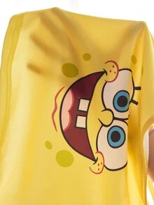 SpongeBob SquarePants | SHEIN Conjunto de pijama de top de tirantes y pantalones largos con estampado de dibujos animados para mujer - Amarillo - Ver 8